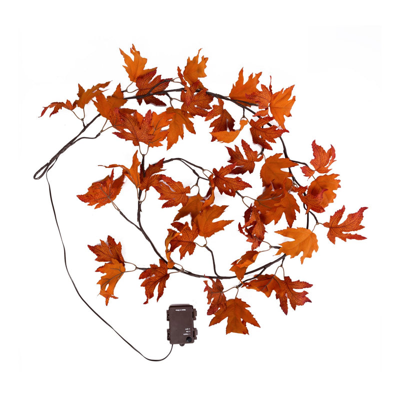 Indoor/Outdoor Maple Lighted Garland with 24 Lights Battery Operated, 6'L,2phl018