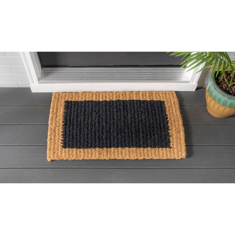 Natural Coir and Black Woven Mat, 3 Asst,2rm1217