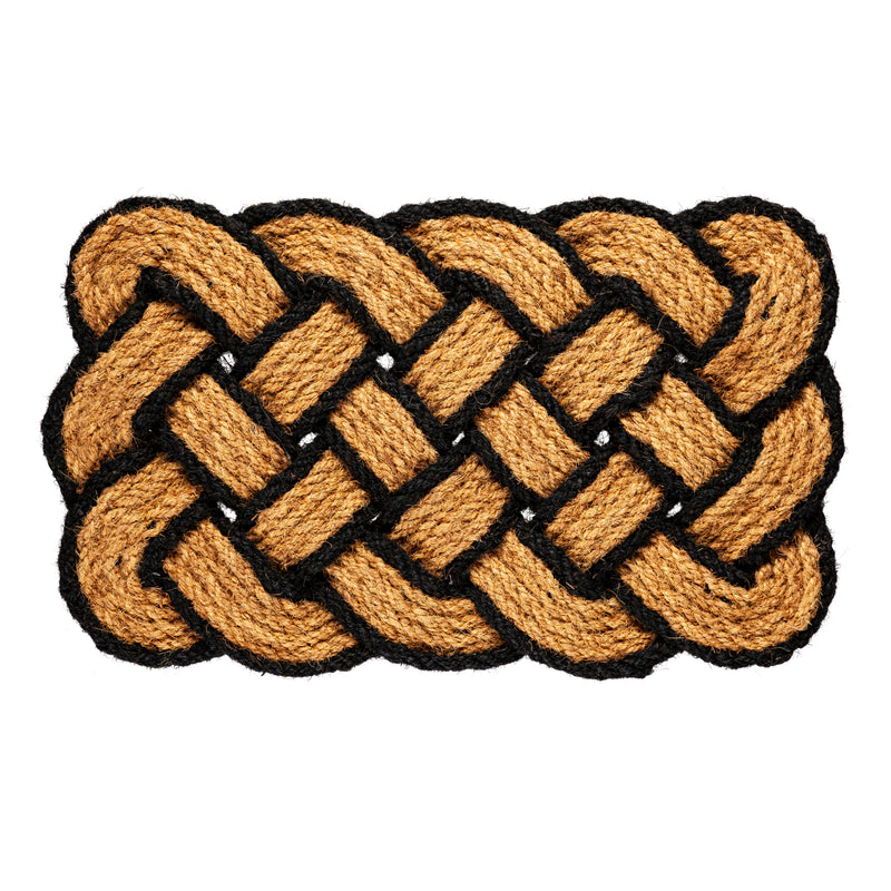 Natural Coir and Black Braided Woven Mat, 2 Asst,2rm1229