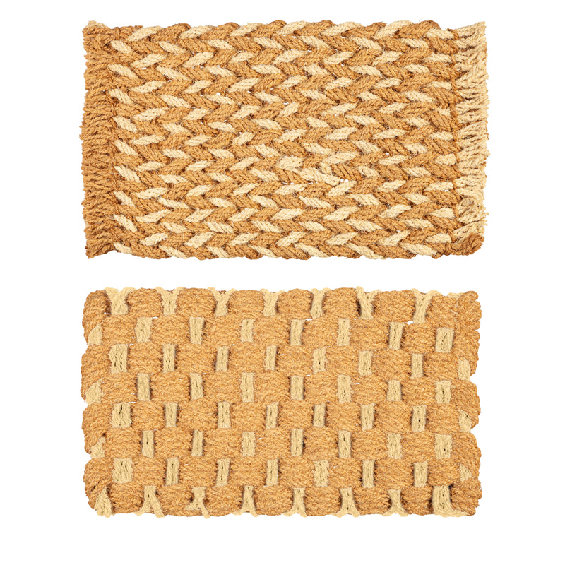 Braided and Woven Coir Mat, 2 Asst,2rm1262