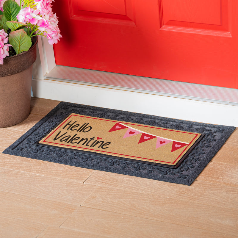 Hello Valentine Flocked Sassafras Coir Switch Mat,2rmc1276lm