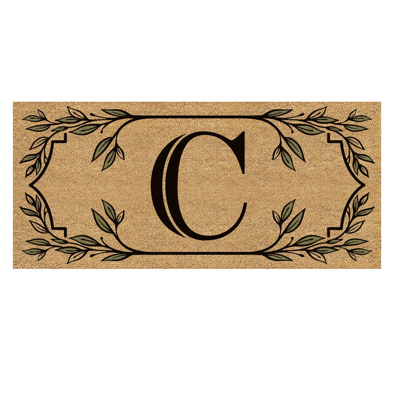 Monogram Flocked Sassafras Coir Switch Mat, Letter C,2rmc1288sc