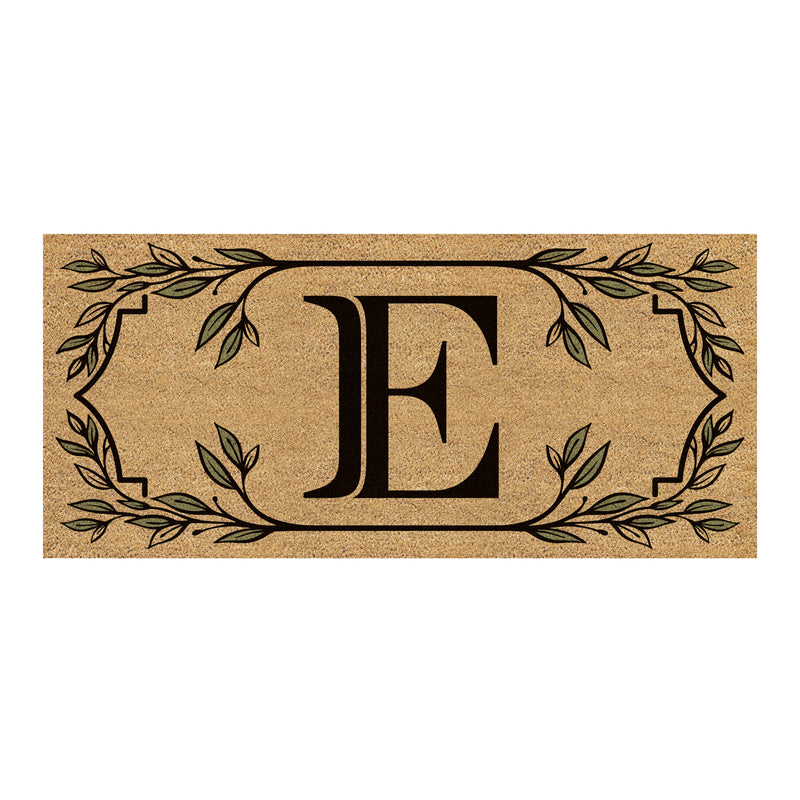 Monogram Flocked Sassafras Coir Switch Mat, Letter E,2rmc1288se