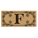 Monogram Flocked Sassafras Coir Switch Mat, Letter F,2rmc1288sf