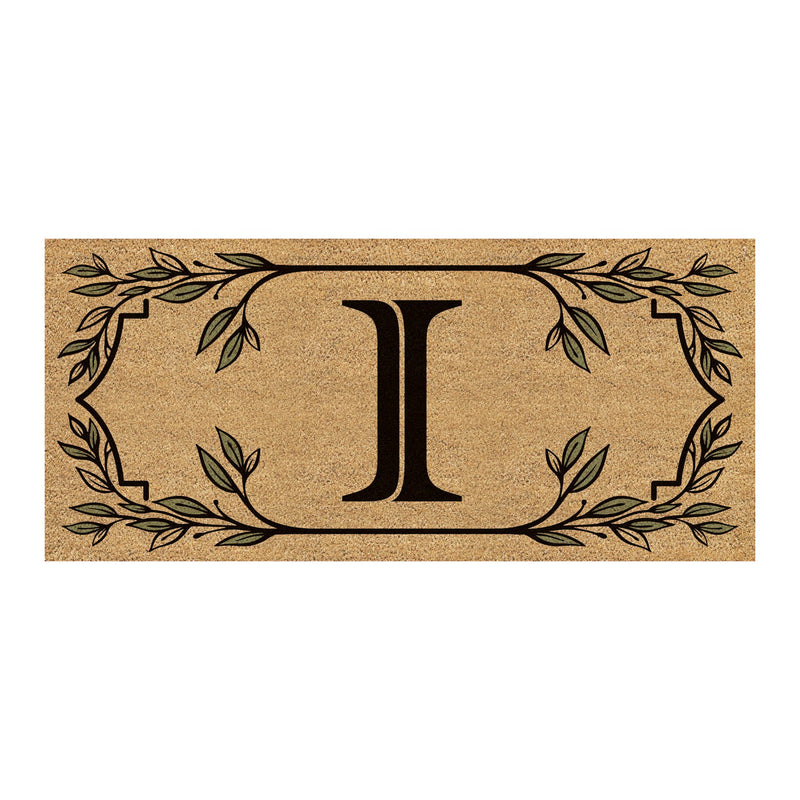 Monogram Flocked Sassafras Coir Switch Mat, Letter I,2rmc1288si