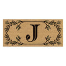Monogram Flocked Sassafras Coir Switch Mat, Letter J,2rmc1288sj
