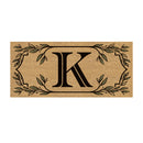 Monogram Flocked Sassafras Coir Switch Mat, Letter K,2rmc1288sk