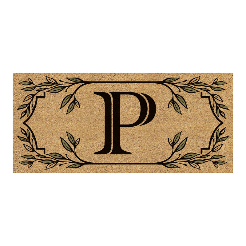 Monogram Flocked Sassafras Coir Switch Mat, Letter P,2rmc1288sp
