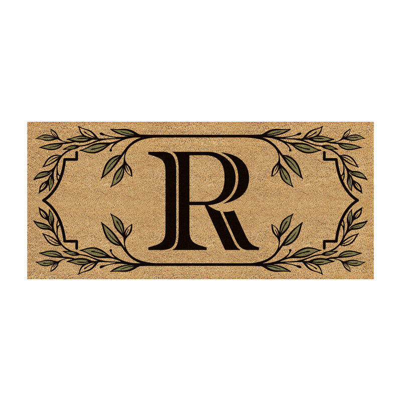 Monogram Flocked Sassafras Coir Switch Mat, Letter R,2rmc1288sr