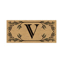 Monogram Flocked Sassafras Coir Switch Mat, Letter V,2rmc1288sv