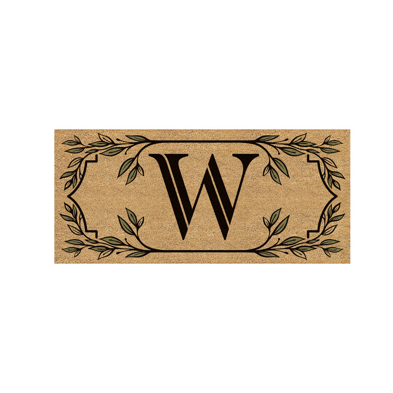 Monogram Flocked Sassafras Coir Switch Mat, Letter W,2rmc1288sw
