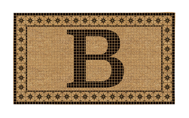 Monogram Flocked Coir  Vintage Tile Mat, Letter B,2rmc1296mb