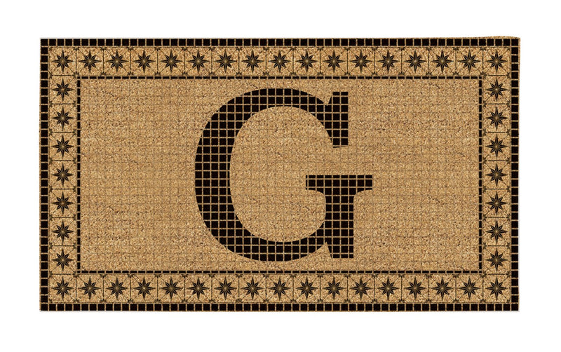 Monogram Flocked Coir  Vintage Tile Mat, Letter G,2rmc1296mg