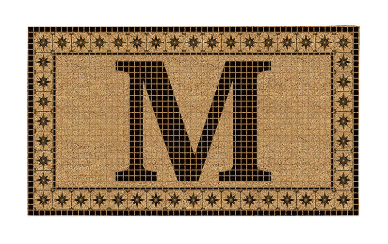 Monogram Flocked Coir  Vintage Tile Mat, Letter M,2rmc1296mm