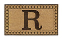 Monogram Flocked Coir  Vintage Tile Mat, Letter R,2rmc1296mr