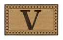 Monogram Flocked Coir  Vintage Tile Mat, Letter V,2rmc1296mv