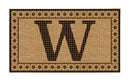 Monogram Flocked Coir  Vintage Tile Mat, Letter W,2rmc1296mw
