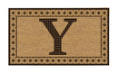 Monogram Flocked Coir  Vintage Tile Mat, Letter Y,2rmc1296my