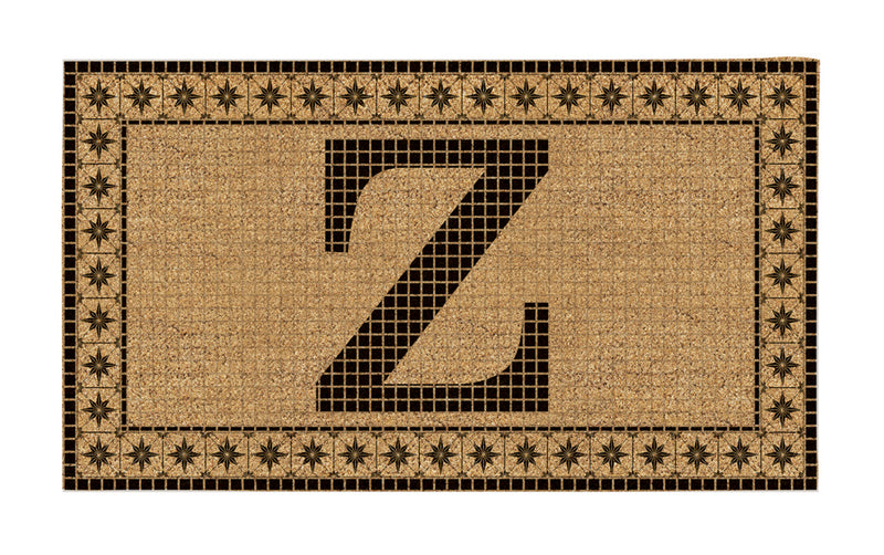 Monogram Flocked Coir  Vintage Tile Mat, Letter Z,2rmc1296mz