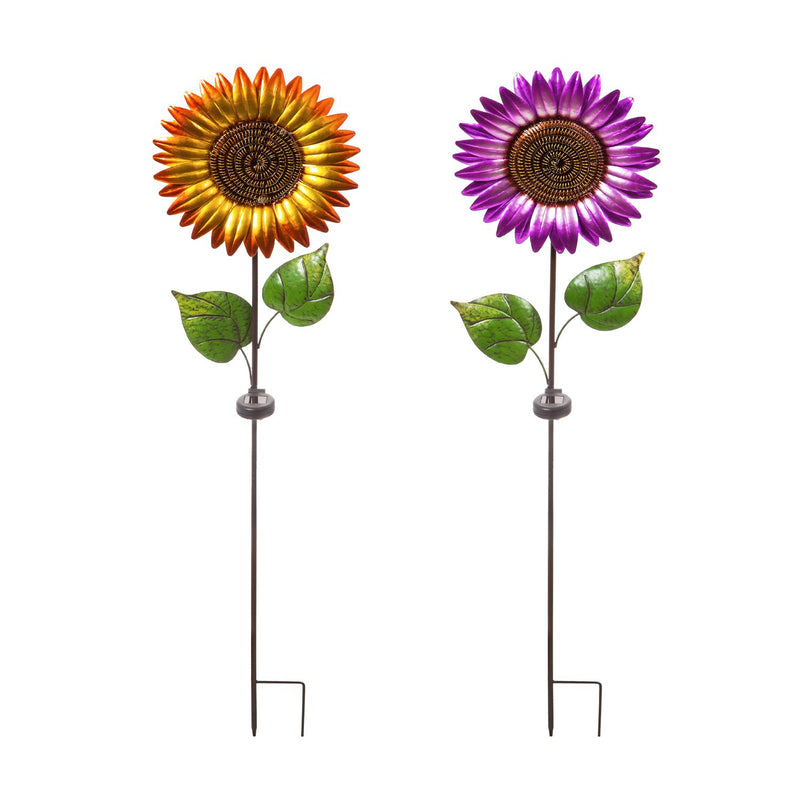 42"H Chasing Light Solar Sun Flower Garden Stake, 2 ASST.,2sp6735