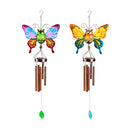 Twinkling Light Solar Glass and Metal Butterfly Wind Chime, 2 ASST.,2sp6776