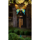 Twinkling Light Solar Glass and Metal Butterfly Wind Chime, 2 ASST.,2sp6776