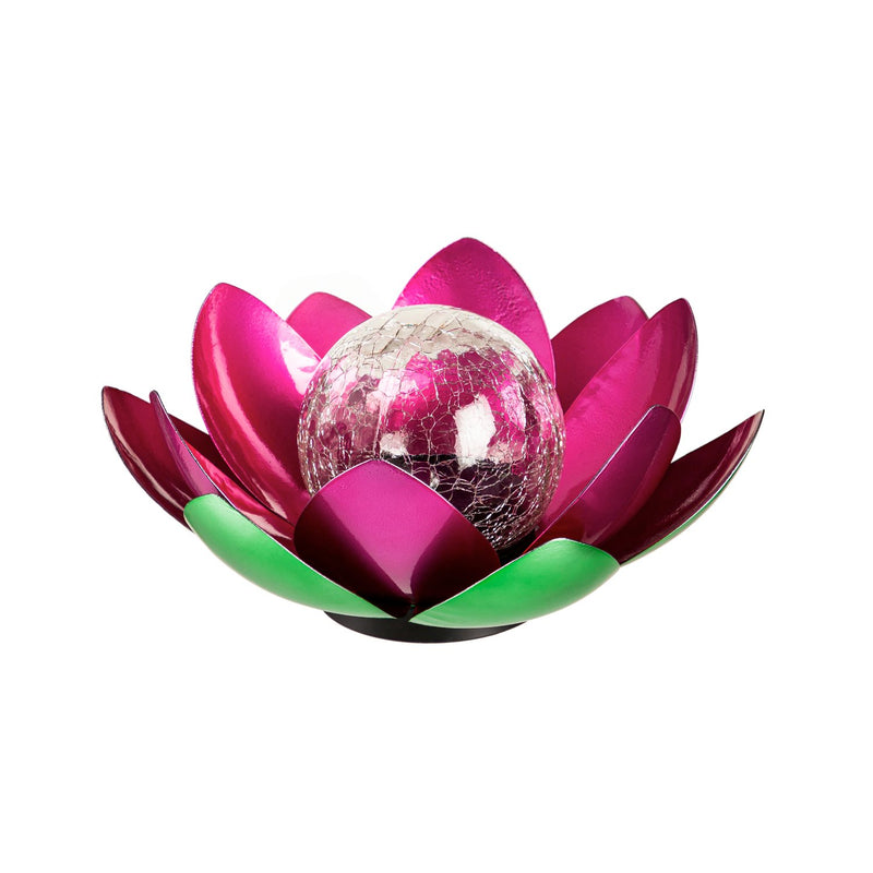 Solar Lighted Lotus Flower Garden Decor, Pink,9.84"x9.84"x4.72"inches