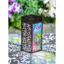 Handpainted Embossed Glass and Metal Solar Lantern, Wild Florals with Butterflies,2sp7119
