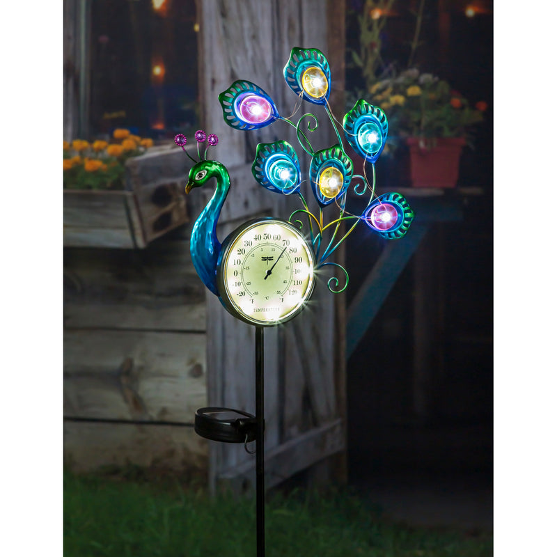 36"H Solar Peacock Thermometer Stake,2sp7230