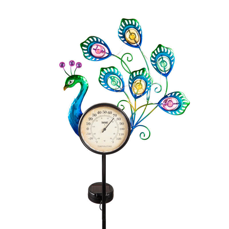 36"H Solar Peacock Thermometer Stake,2sp7230
