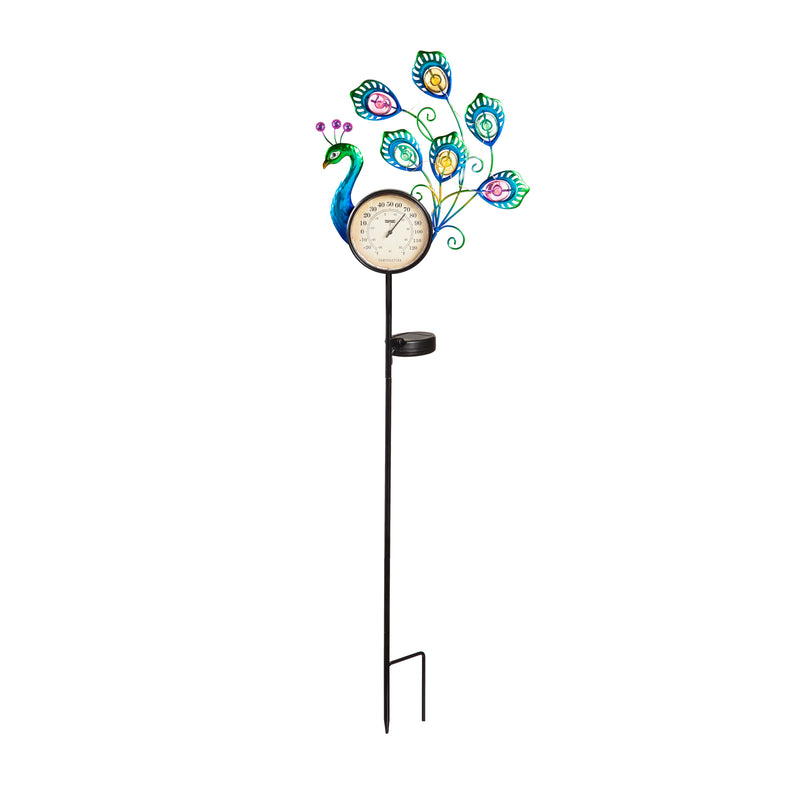 36"H Solar Peacock Thermometer Stake,2sp7230