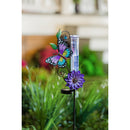 36"H Solar Rain Gauge Garden Stake with Purple Flower, Purple Butterfly,2sp7231