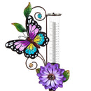 36"H Solar Rain Gauge Garden Stake with Purple Flower, Purple Butterfly,2sp7231