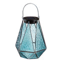 Solar Geometric Glass and Metal Lantern, Navy,2sp7237