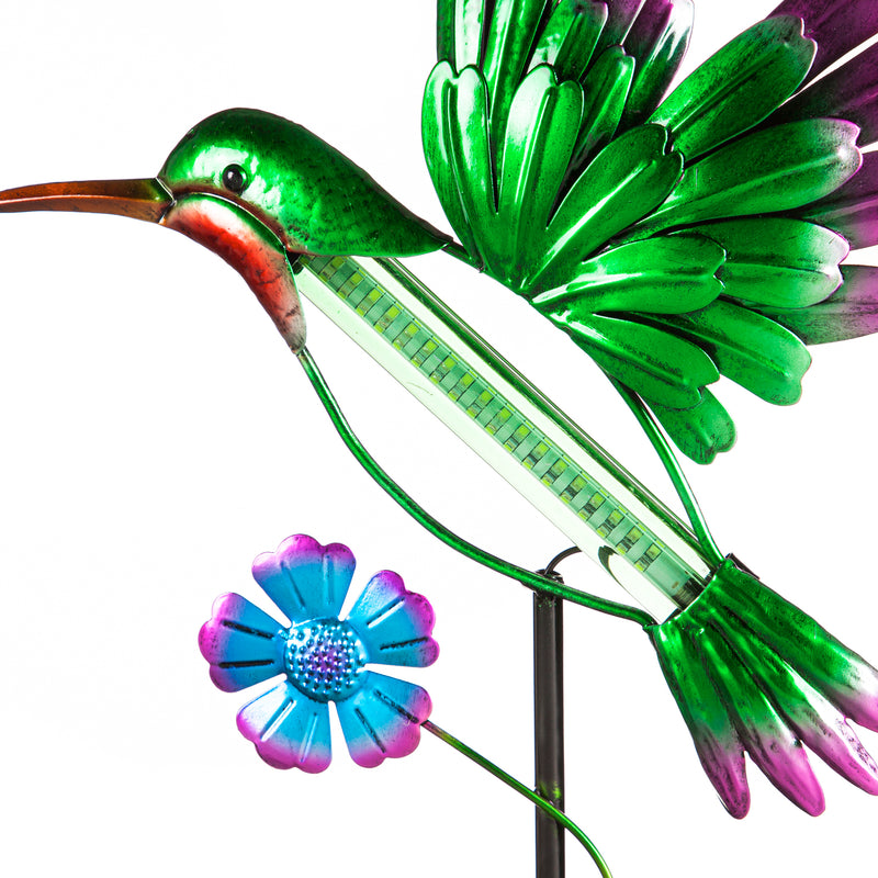 37"H Solar Drip Light Garden Stake, Flying Hummingbird,2sp7246