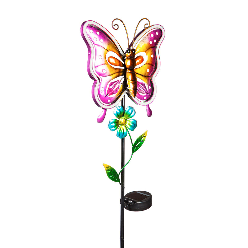 36"H Solar Neon Color Lights Garden Stake, Dragonfly and Butterfly, 2 Asst, 21"x6.5"x91.5"inches