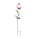 38"H Solar Garden Stake, Flower with Bronze Bird,2sp7268