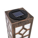 36" Metal and Glass Outdoor Statement Solar Lantern, Copper,2sp7321