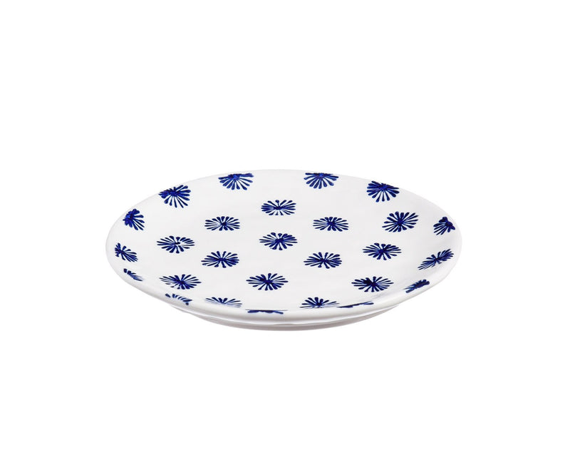 Debossed Ceramic  6'' Appetizer  Plate w/caddy, Blue Floral Toile,3apc6861