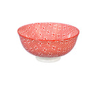 Ceramic Bowl, 8 OZ, Red Pattern, Set of 4,3bl036