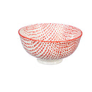Ceramic Bowl, 8 OZ, Red Pattern, Set of 4,3bl036