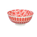 Ceramic Bowl, 8 OZ, Red Pattern, Set of 4,3bl036
