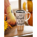 Ceramic FLOMO 360 Travel Cup, 17 oz., Too Blessed To Be Stressed,3clc96106