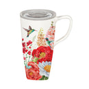 Ceramic FLOMO 360 Travel Cup, 17 OZ, Hummingbird and Peonies,3clc977847