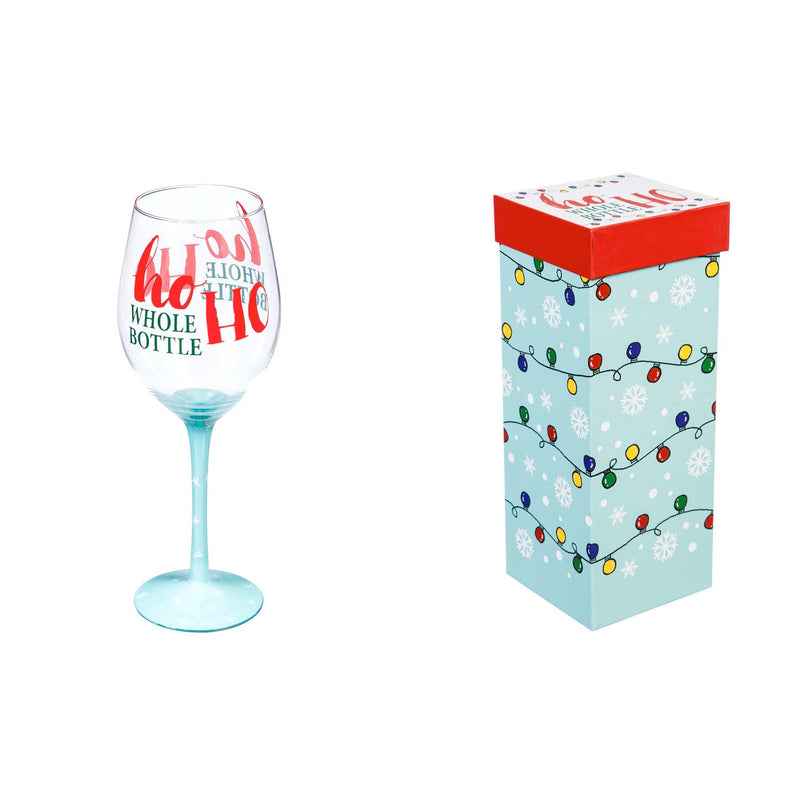 Wine Glass w/ Box, 12 oz., Ho Ho Whole Bottle,3cwg186