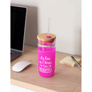16 oz. Glass Water Bottle with Silicone Sleeve, Bamboo Lid, and Tritan Straw, I'm Delightful,3gsm004