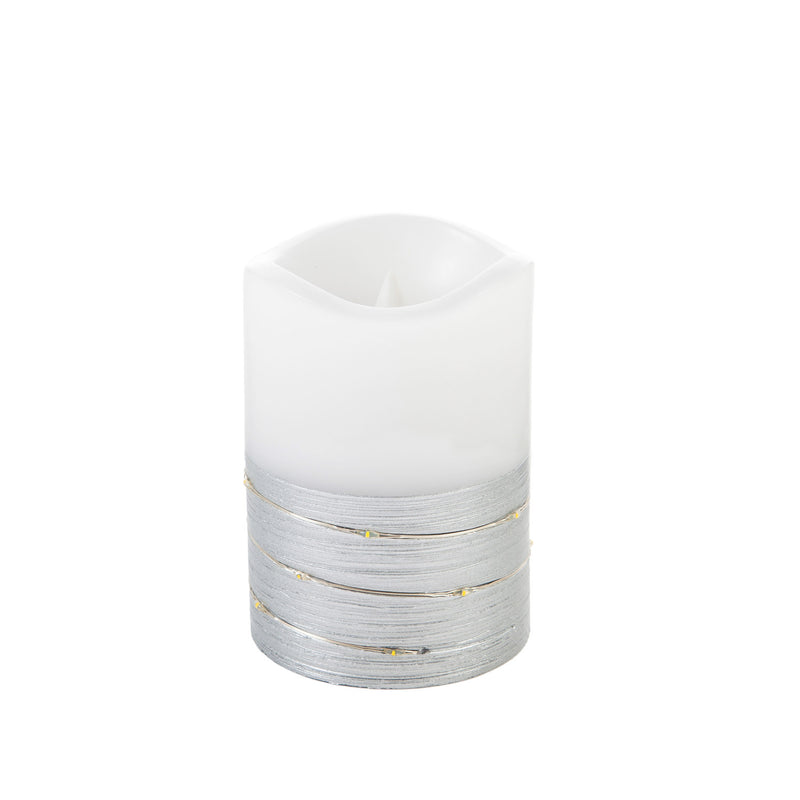 LED Half Metallic Swirl Flameless Candle with Timer Function, 2 Asst, Gold/Silver,3led223