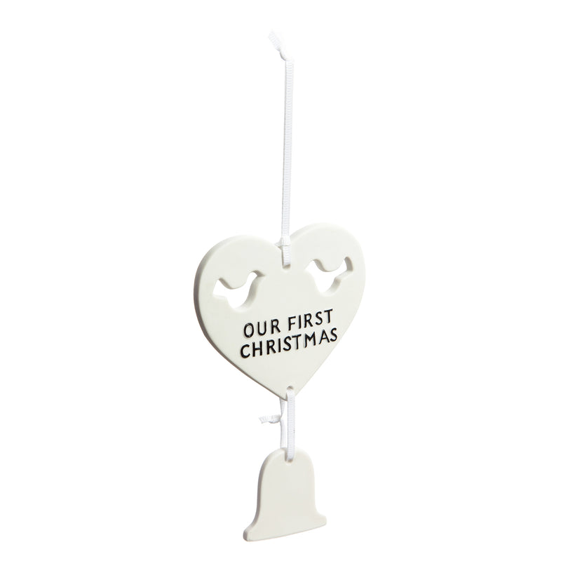 White Ceramic Our 1st Christmas Couple Ornament in Gift Box,3otc7172c