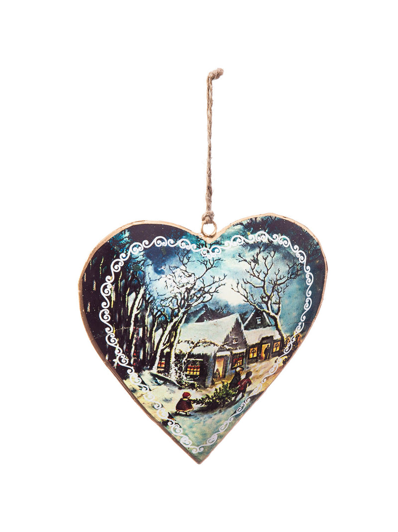 Winter Scene Metal Ornament, 2 ASST,3otm101