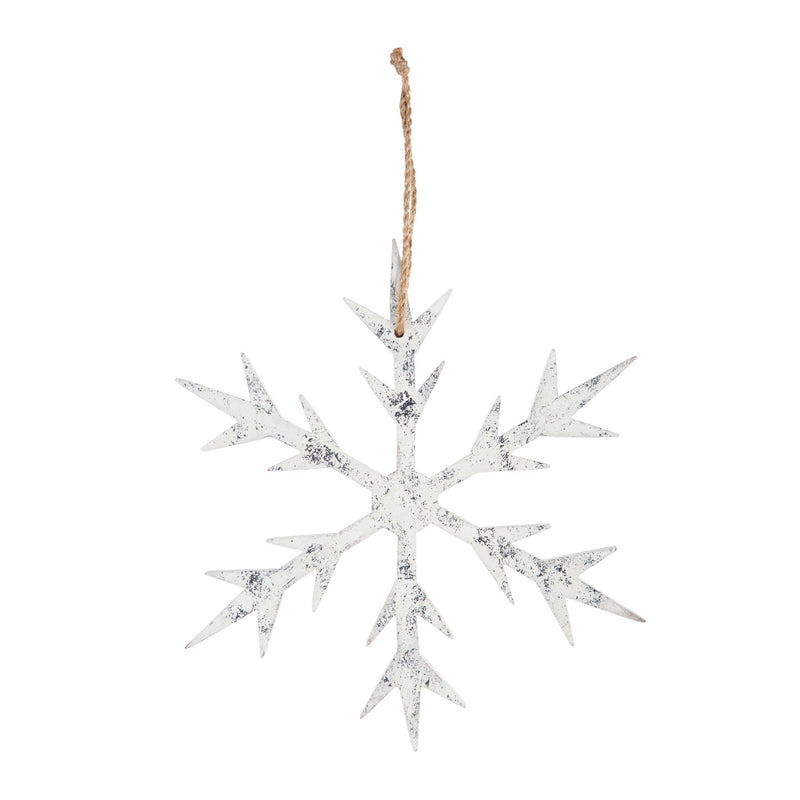 10" White Wooden Carved Snowflake Ornament, 3 Asst,3otw138